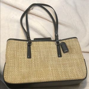 Coach straw and leather bag